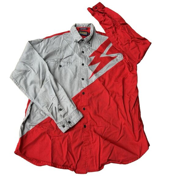 Vintage Panhandle Slim Shirt Men's Large Red Blue Button Up Western 80s - Picture 1 of 6